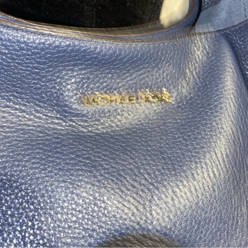 Michael Kors Navy Pebbled Leather Hobo with Tassel